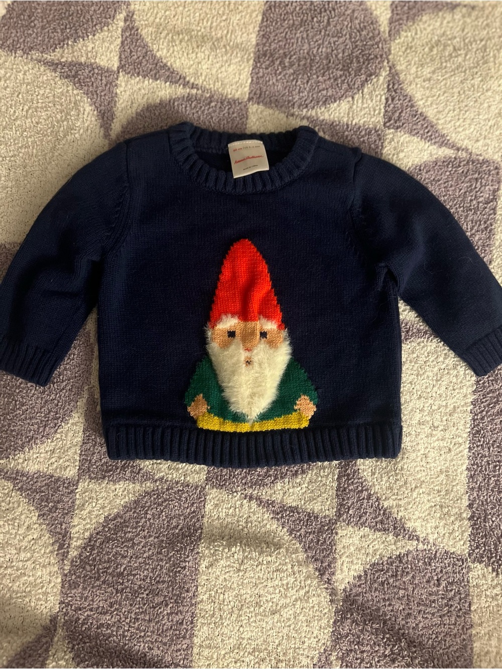 🧑🏻‍🎄 Hanna Andersson Navy Knit Sweater with Gnome | Ugly Christmas Sweater